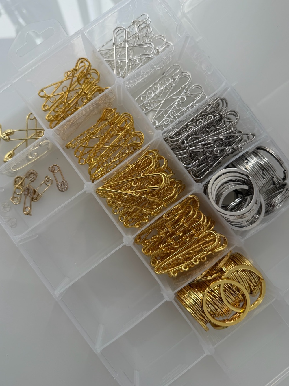 Large Assortment of Jewelry Making Supplies - Safety Pins and Keyrings